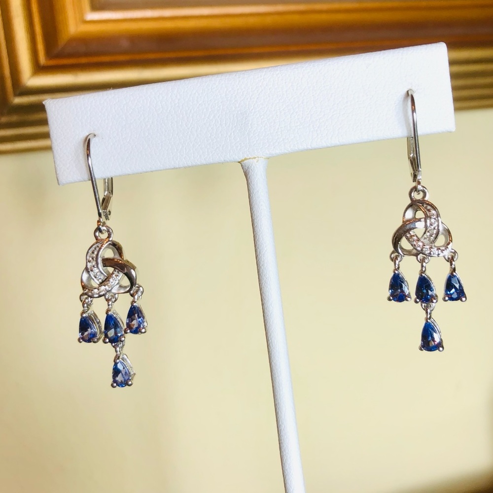 Genuine AAA Tanzanite Earrings - Picture 4 of 6
